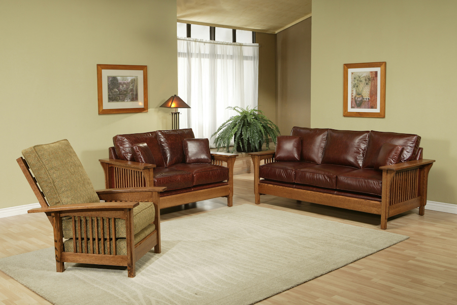 Trend Manor 918l Mission Leather, Mission Style Leather Sofa